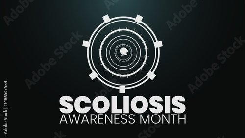 Scoliosis Awareness Month, Straight Talk Living with Scoliosis Disease prevention vector template for banner, card, background.
