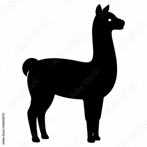 Alpaca silhouette vector illustration on white background