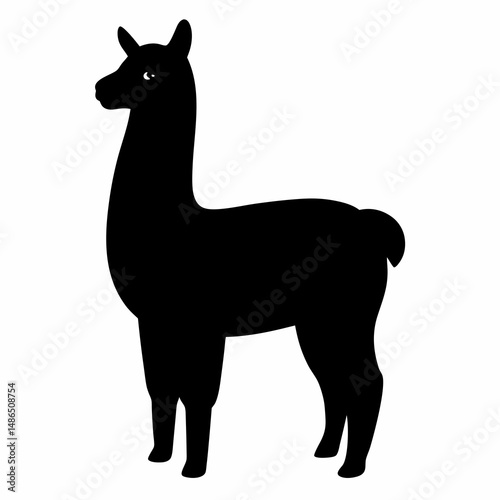 Alpaca silhouette vector illustration on white background
