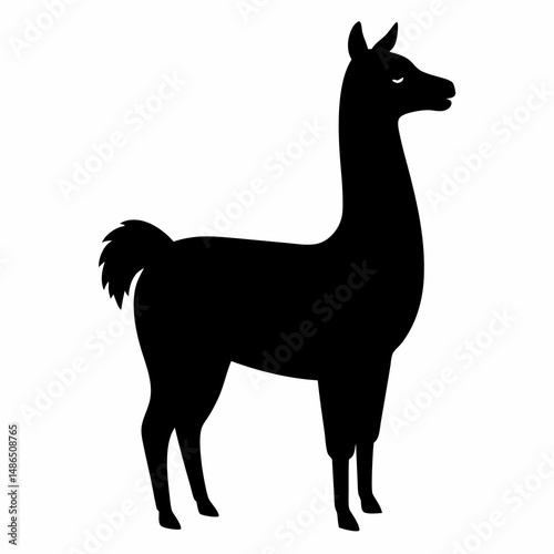 Alpaca silhouette vector illustration on white background