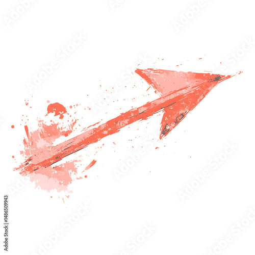 Artistic Arrow with Creative Brush Strokes in Soft Isolated on Transparent Background