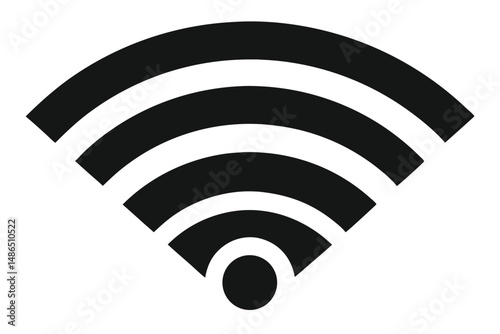 Black Wireless Wifi Icon with Signal Waves Emanating from Central Point