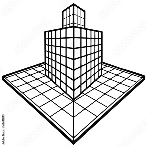 3D Isometric Projection: Drawing & Design Guide Coloring Page