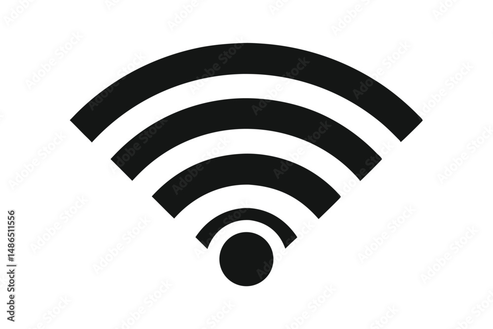 Simple Black Wireless Signal Icon with Arcs and a Circle for Connectivity Simple Black Wireless Signal Icon with Arcs and a Circle for Connectivity