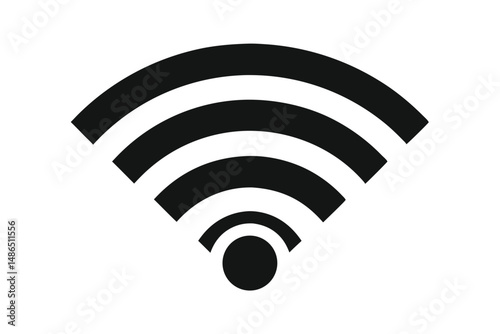 Simple Black Wireless Signal Icon with Arcs and a Circle for Connectivity