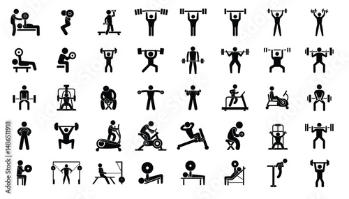 silhouettes of gym exorcise people