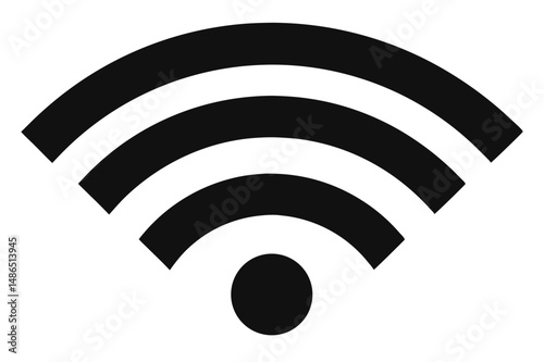 Black Wifi Symbol Three Arcs Emanating from a Circle, Wireless Connectivity