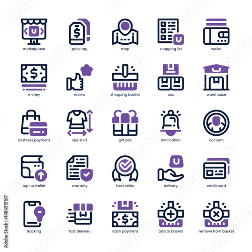 Marketplace Icon pack for your website, mobile, presentation, and logo design. Marketplace Icon dual tone design. Vector graphics illustration and editable stroke.