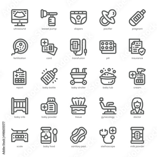 Maternity Care Icon pack for your website, mobile, presentation, and logo design. Maternity Care Icon outline design. Vector graphics illustration and editable stroke.