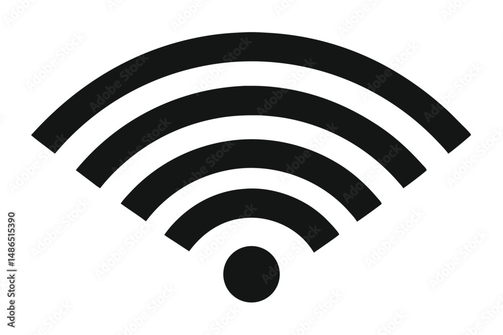 Isolated Black WiFi Symbol Wireless Connection Icon with Signal Strength Indication Graphic Isolated Black WiFi Symbol Wireless Connection Icon with Signal Strength Indication Graphic