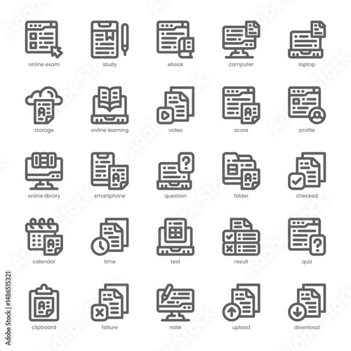 Online Exam Icon pack for your website, mobile, presentation, and logo design. Online Exam Icon outline design. Vector graphics illustration and editable stroke.