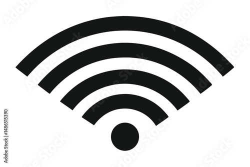 Isolated Black WiFi Symbol Wireless Connection Icon with Signal Strength Indication Graphic