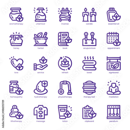 Therapy Service Icon pack for your website, mobile, presentation, and logo design. Therapy Service Icon line basic color design. Vector graphics illustration and editable stroke.