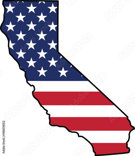 California State Map Design With USA Flag
