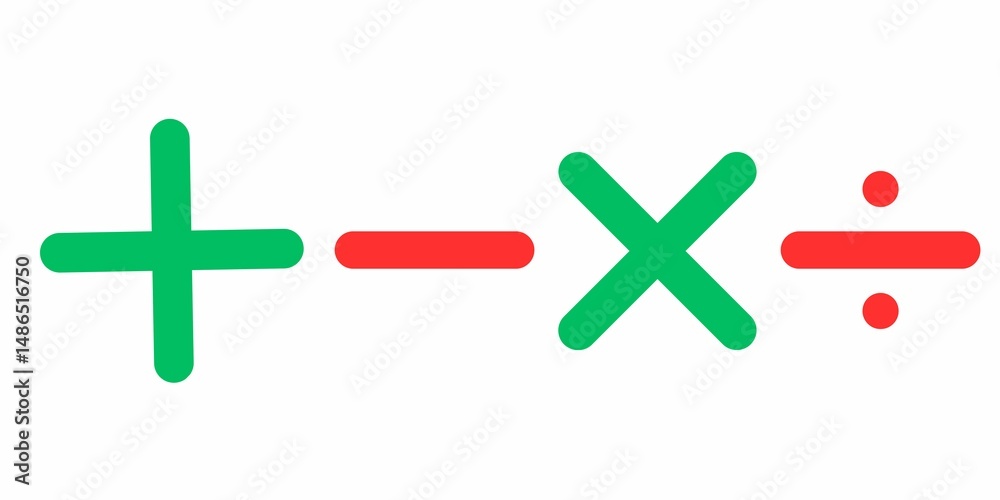 Obraz premium Set of mathematical symbols, set icons of mathematical symbols, plus, minus, multiply and divide maths symbols 