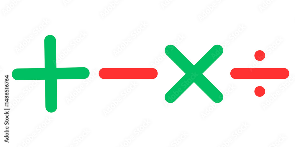 Obraz premium Set of mathematical symbols, set icons of mathematical symbols, plus, minus, multiply and divide maths symbols 