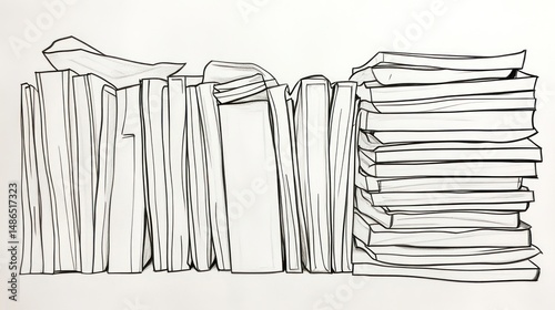 Stacked Bookshelf Illustration, Study Room, Books, Education,  Background, Vector Art, for Education Resources, Graphic Design photo