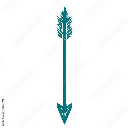 Bold Arrow with Robust Vectors in Deep Teal Colour Isolated on Transparent Background