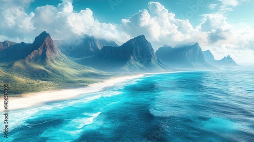 Fototapeta Naklejka Na Ścianę i Meble -  Scenic coastal landscape of a tropical paradise.