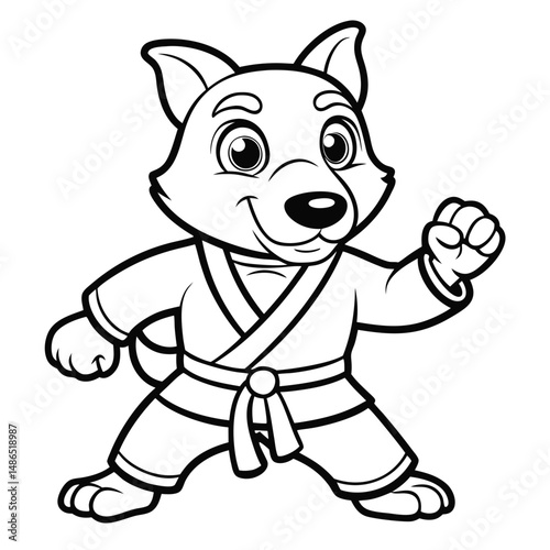 Cute Karate Fox Coloring Page: Free Printable Animal Martial Arts Image Coloring Page