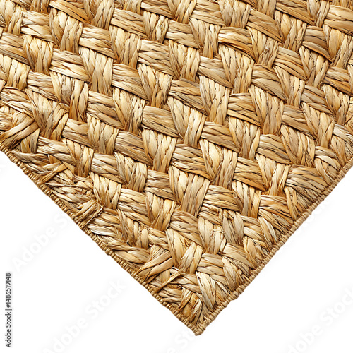 Elegant Minimalist Straw Beach Mat with a Classic W Isolated on Transparent Background