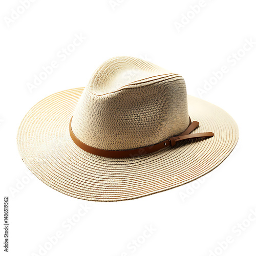 Modern Wide Brim Sun Hat with Crisp Defined Edges Isolated on Transparent Background