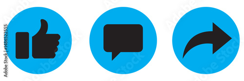 Like, comment, and share icon in line design. Love, speech bubble, and arrow repost outline sign symbol