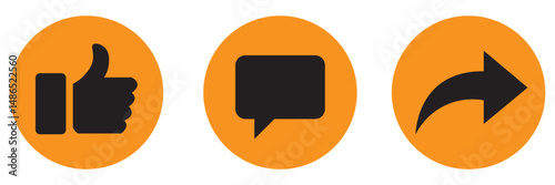 Like, comment, and share icon in line design. Love, speech bubble, and arrow repost outline sign symbol