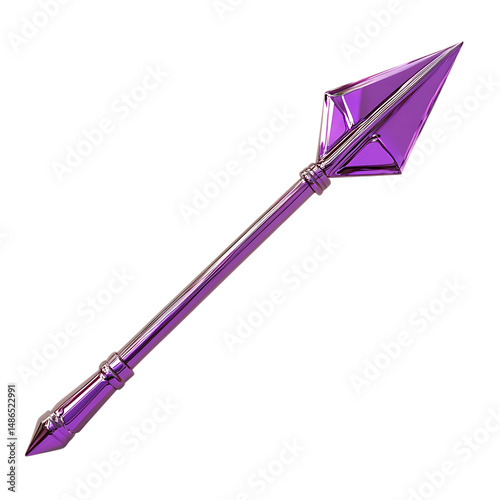 Futuristic Arrow with Angular Design in Radiant Violet Isolated on Transparent Background
