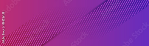 Tech minimal diagonal lines vector banner design in purple and violet colors