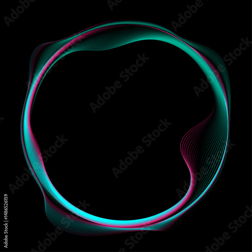 Glowing liquid linear circle abstract vector element design