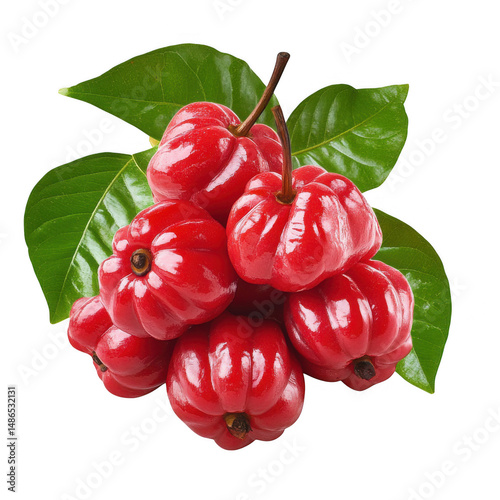 Pile of red pitanga fruit cutout