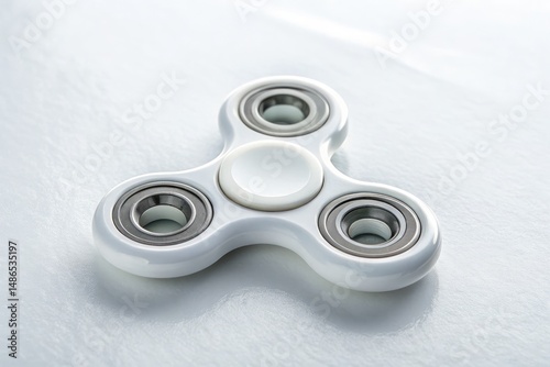 White Plastic Fidget Spinner on Clean Surface With Soft Light Generative AI