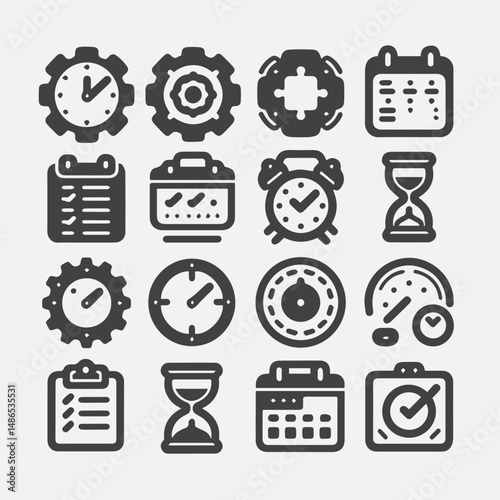 Business strategy, business plan, mission vision, growth chart, profit analysis, market research, goal setting sales funnel SWOT analysis strategic thinking roadmap financial goal icon set