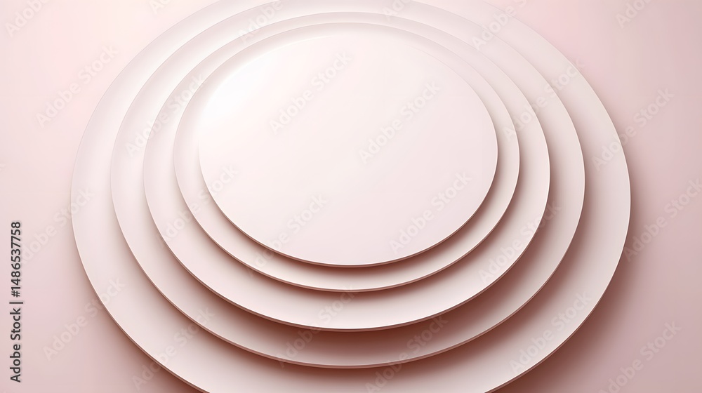 Obraz premium Abstract Pink Circular Layers Background Minimalist Design