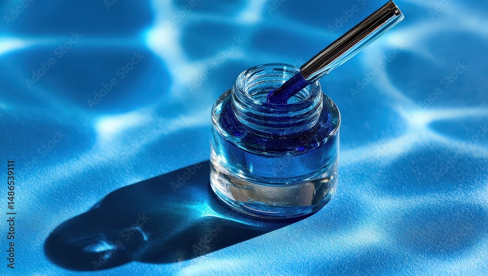 Obraz premium Blue nail polish with casting shadows.