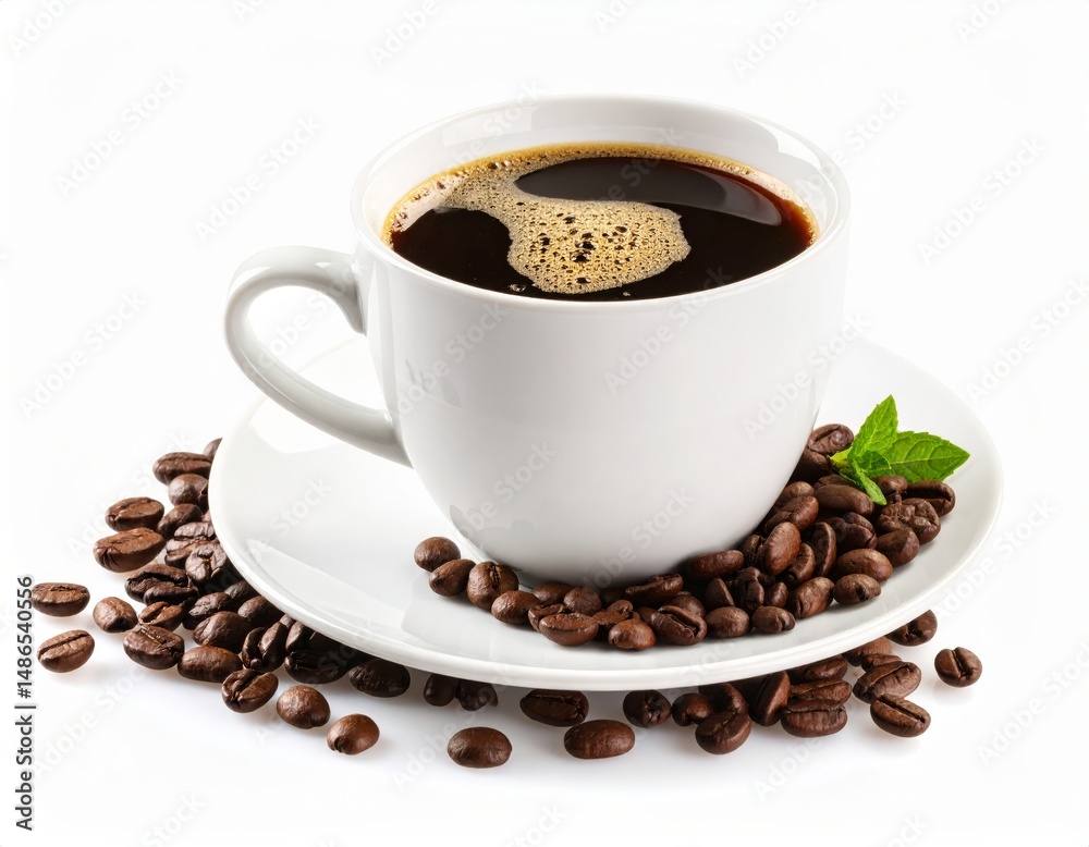 Fototapeta premium Cup of coffee over white background