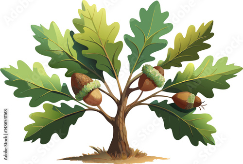 A watercolor illustration of a Black Gum (Nyssa sylvatica), with glossy leaves turning red in fall, isolated on a white background. 