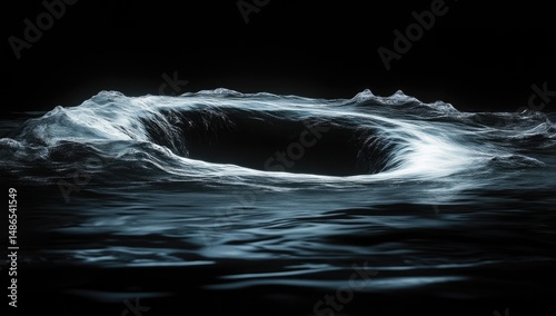 Cosmic vortex in a dark void.  Ripples of energy surround a deep abyss