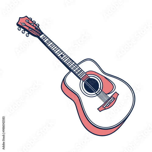 Guitars vector art illustration. Electric and acoustic, bass, Cartoon music instrument, rock jazz guitar silhouette, music band guitars set of different colors vector.