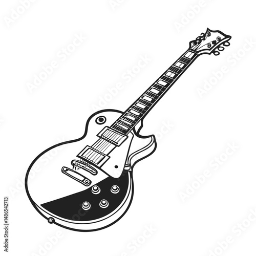 Guitars vector art illustration. Electric and acoustic, bass, Cartoon music instrument, rock jazz guitar silhouette, music band guitars set of different colors vector.