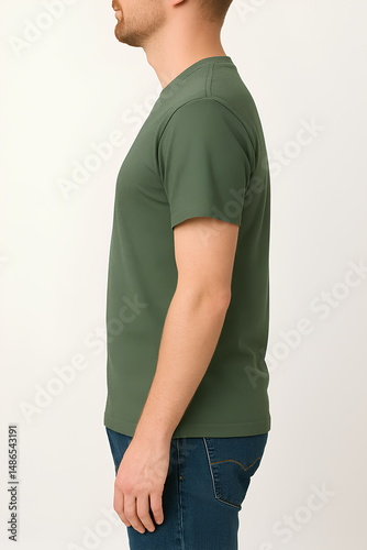 T-Shirt Mockup Template with Man Standing for Design and Print Preview