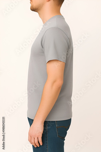 T-Shirt Mockup Template with Man Standing for Design and Print Preview