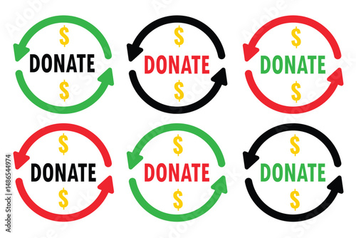 Donate sign icon, donate button set vector image