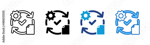 Workflow Plan - Multi Style - checklist paper, arrows, and gear, representing planning, task flow, and iterative work cycles
