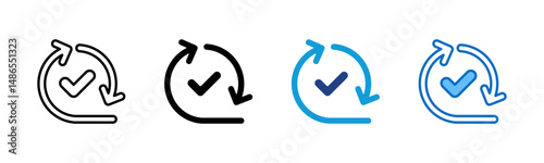Agile Check - Multi Style - Circular arrows with checkmark, illustrating iterative task validation and agile strategy