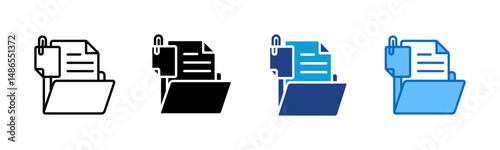 Document Plan - Multi Style - Folder with attached documents, representing documentation, planning files, and organized paperwork