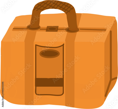 Suitcase, backpack for things, luggage bag, for vacation and travel, color drawing, on a transparent background