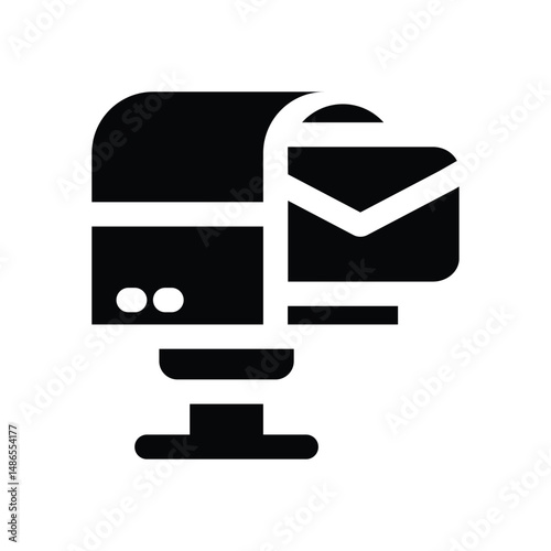 mailbox glyph icon. Strong and solid vector icon for websites, mobile interfaces, presentations, and visual branding. High quality and easy to edit.