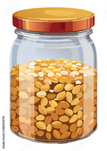 Glass Jar Full of Dried Corn Kernels - Vector Illustration